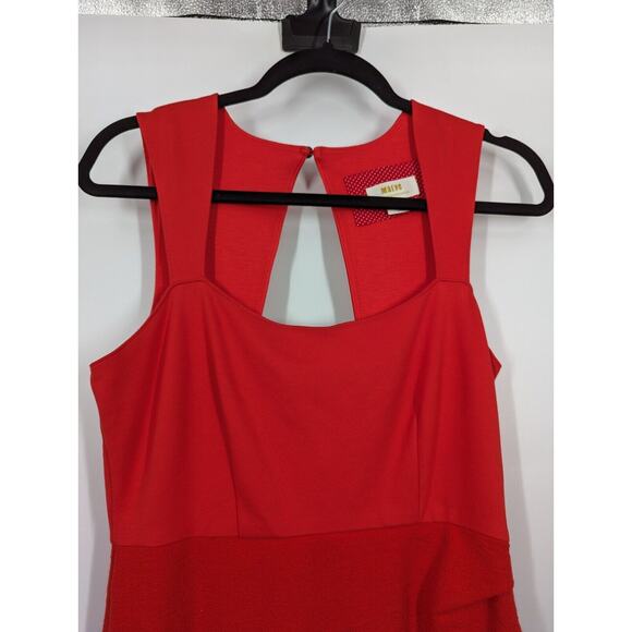 Anthropologie Maeve SZ 4 Squareneck Maxi Dress Red Holiday Cocktail Faux Wrap - Picture 2 of 8